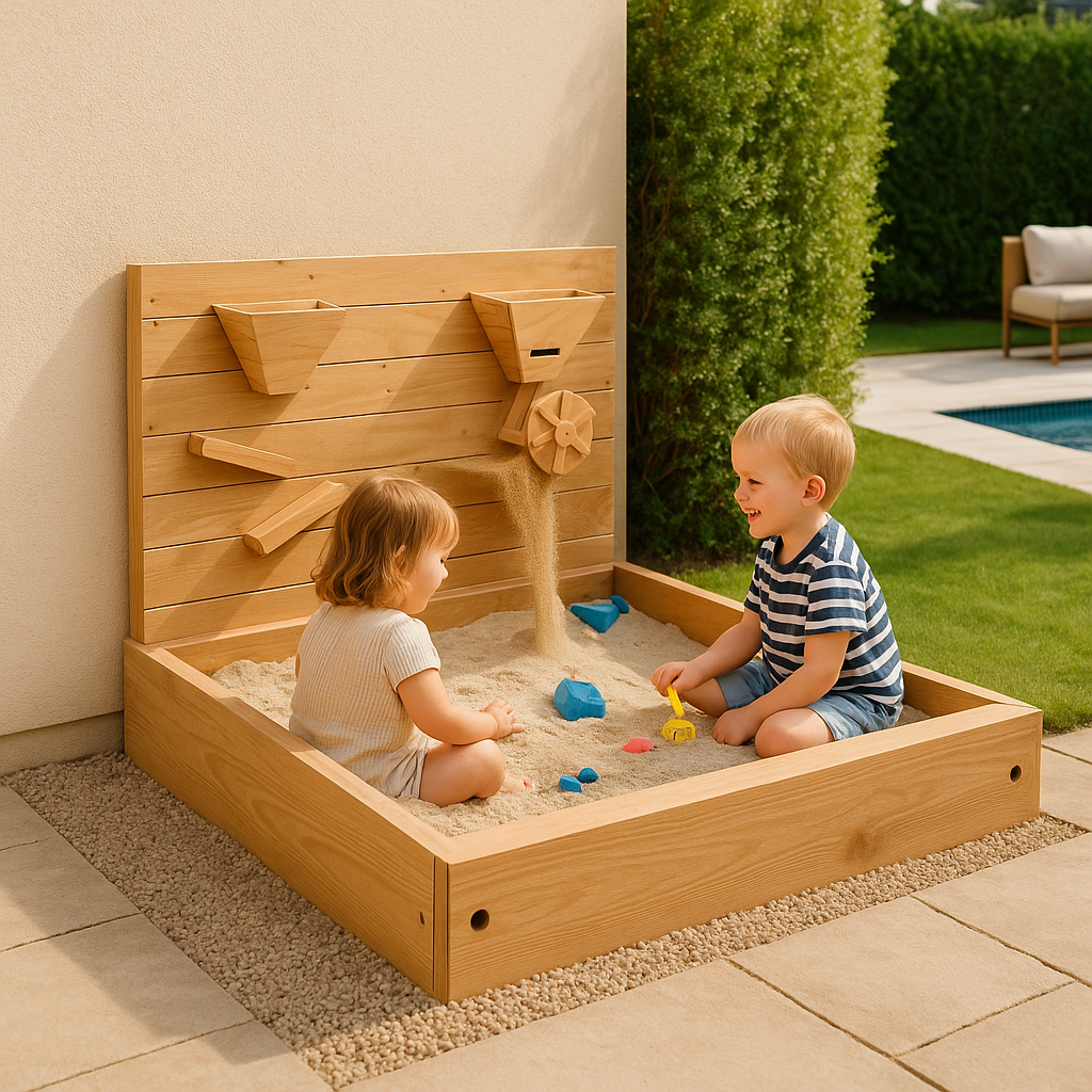 Bac à sable en bois avec couverture | Aire de Jeux d'extérieur pour enfants (1-6 ans) - JouetApprends