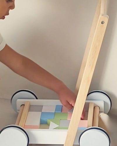 Chariot de marche et blocs de construction | Motricité pour les 1-3 ans - JouetApprends