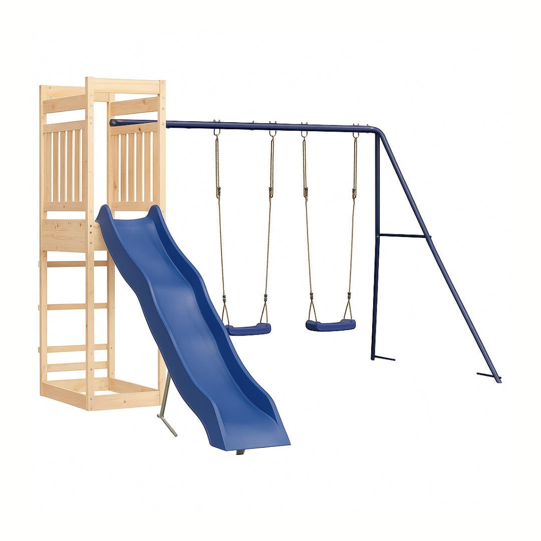 Balançoire double avec Toboggan et Echelle d’escalade – Enfant 3-8 ans - Aire de jeux Montessori sécurité & joie au jardin - Livraison Octobre 2025 - JouetApprends