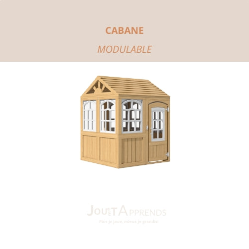 Aire de jeux enfant Montessori - 3 en 1 Balançoire, Toboggan, Cabane en bois modulable - JouetApprends