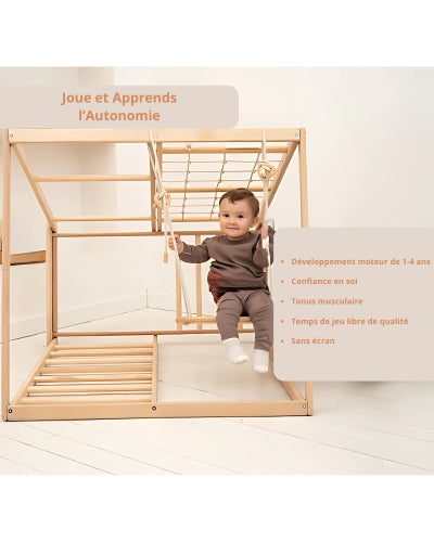 Aire de jeux Intérieur enfant | Jeu Montessori en bois pour Enfants | Escalade 1 an à 5 ans - JouetApprends