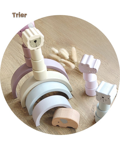 Mon Arc-en-ciel en bois Montessori - Jeux à empiler bébé et enfant - JouetApprends
