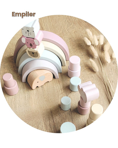 Mon Arc-en-ciel en bois Montessori - Jeux à empiler bébé et enfant - JouetApprends