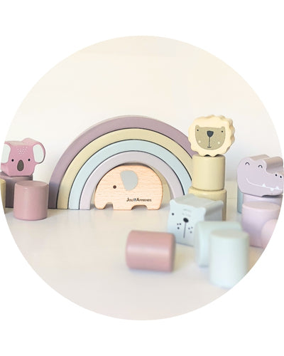 Mon Arc-en-ciel en bois Montessori - Jeux à empiler bébé et enfant - JouetApprends