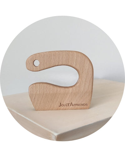 Couteau en bois pour cuisiner avec bébés et enfants - Ustensile cuisine Montessori