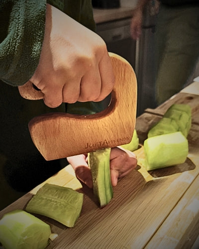 Couteau en bois pour cuisiner avec bébés et enfants - Ustensile cuisine Montessori
