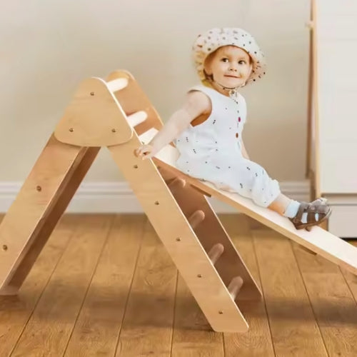 Aire de Jeux Montessori 3-en-1 : Triangle Pikler, Arche & Rampe d'escalade - Motricité & Eveil (8 mois - 6 ans)