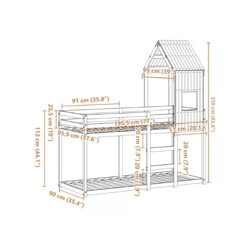 Lit cabane superposé enfant 90 x 190 cm | 80 x 200 cm | 75 x 190 cm en bois massif - JouetApprends