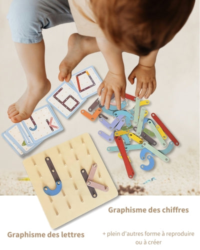 Jeu Montessori 3 ans et plus - Puzzle casse tête - Planche à chevilles pour les tout-petits
