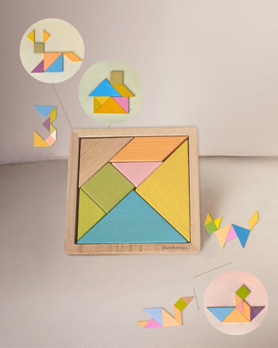 Jeux Puzzle Tangram en bois - Jeux Montessori 4 ans et jusqu'à 8 ans pour enfant
