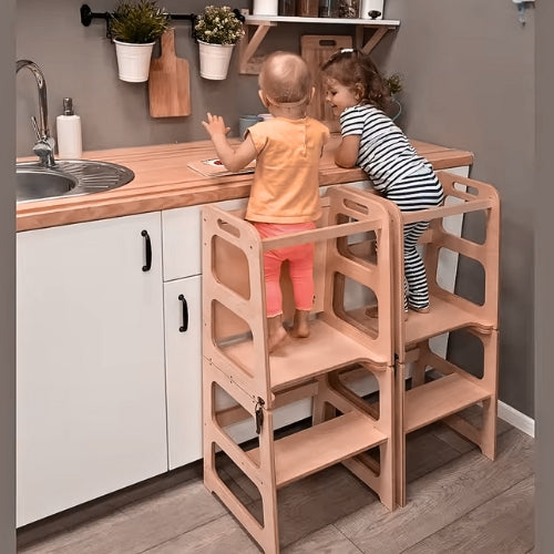 Tour d'observation Enfant Montessori - 3 en 1 - Pliable en Table d'activités - Tableau dessin - JouetApprends