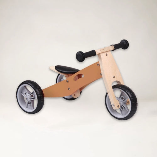 Tricycle 2-en-1 Transformable en Draisienne en Bois - Enfant 1-3 ans