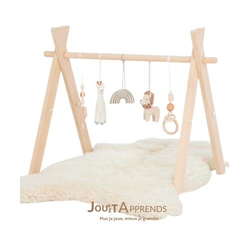 Arche d'Éveil Bébé 0-8 mois en Bois Pliable | Pratique et Facile à installer - JouetApprends