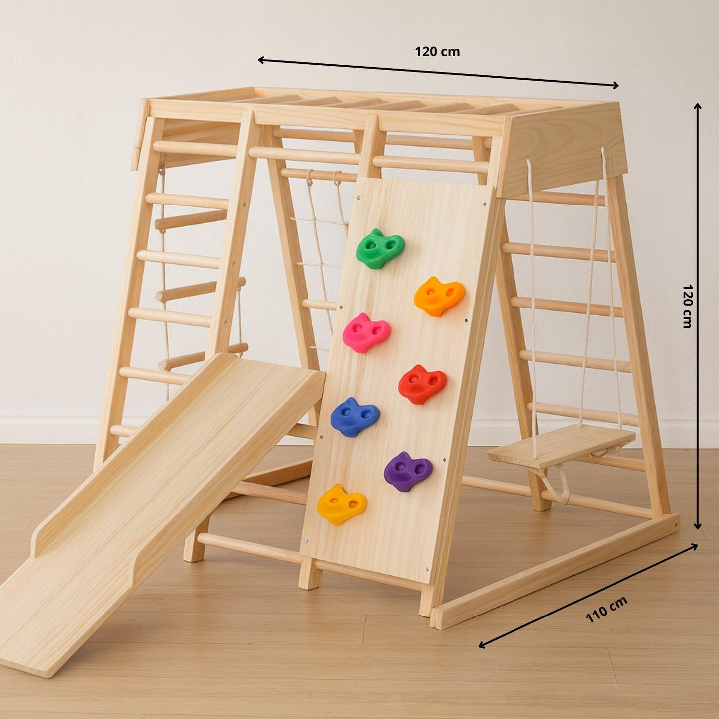 Aire de jeux Intérieur Montessori | avec Prises d'Escalade & Toboggan | enfant 1 an à 5 ans