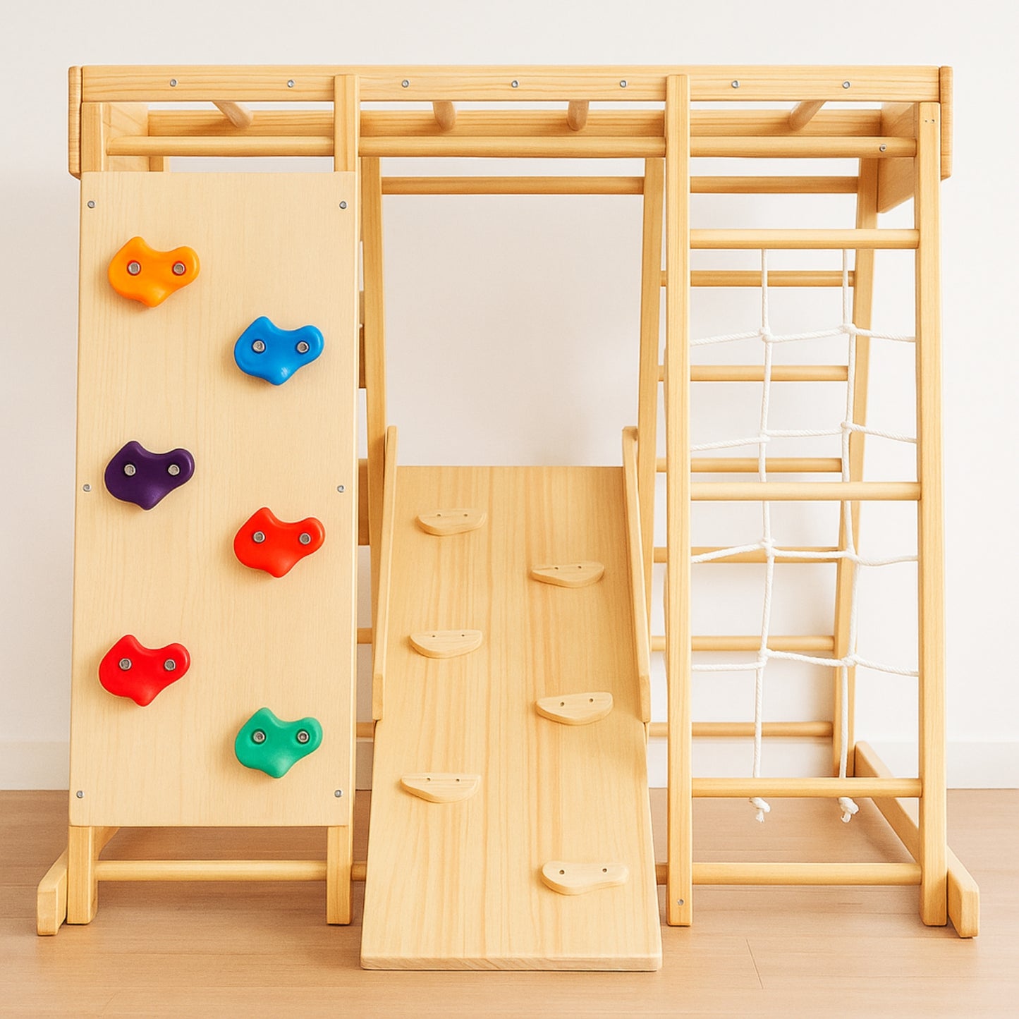 Aire de jeux Intérieur Montessori | avec Prises d'Escalade & Toboggan | enfant 1 an à 5 ans