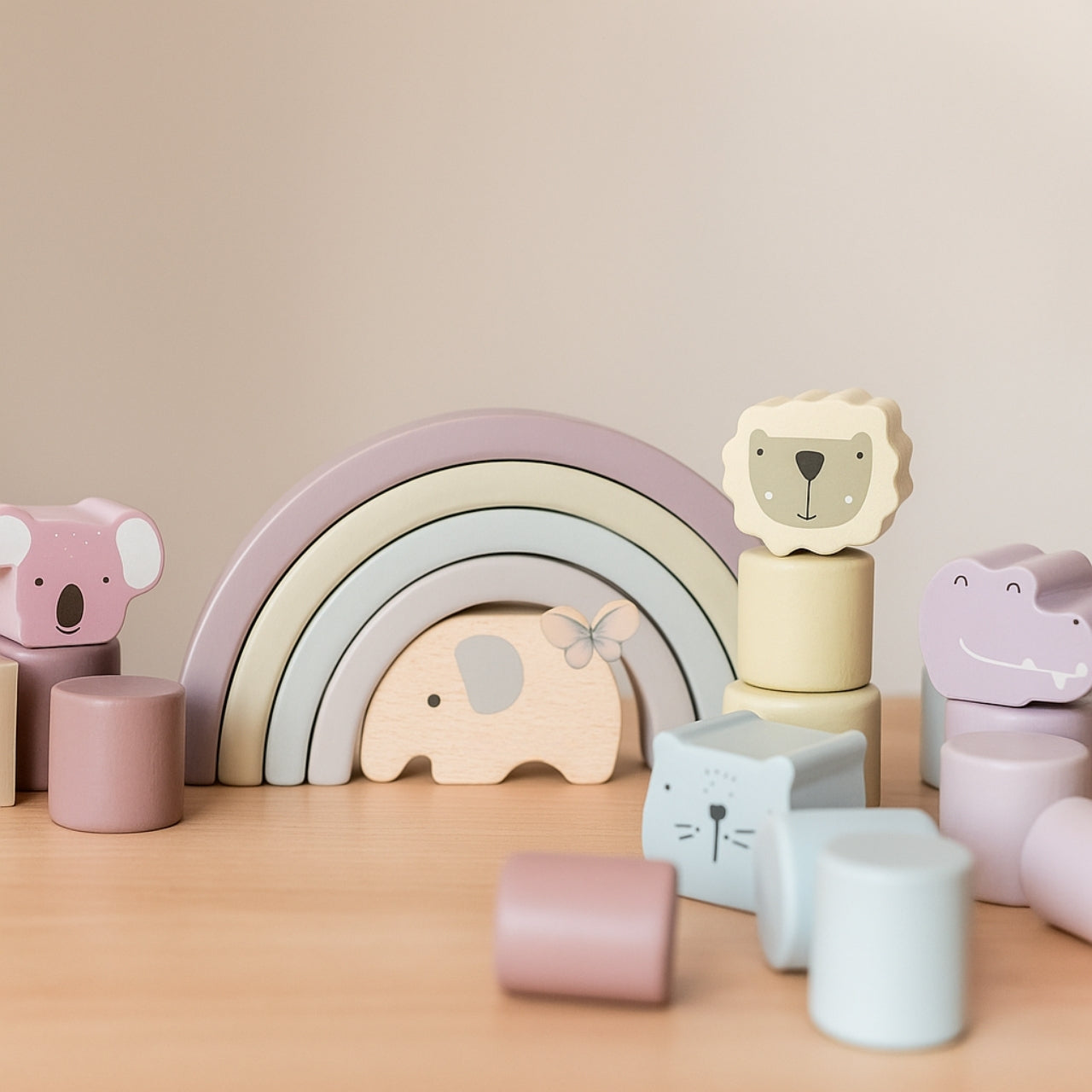 Mon Arc-en-ciel en bois Montessori - Jeux à empiler bébé et enfant - JouetApprends