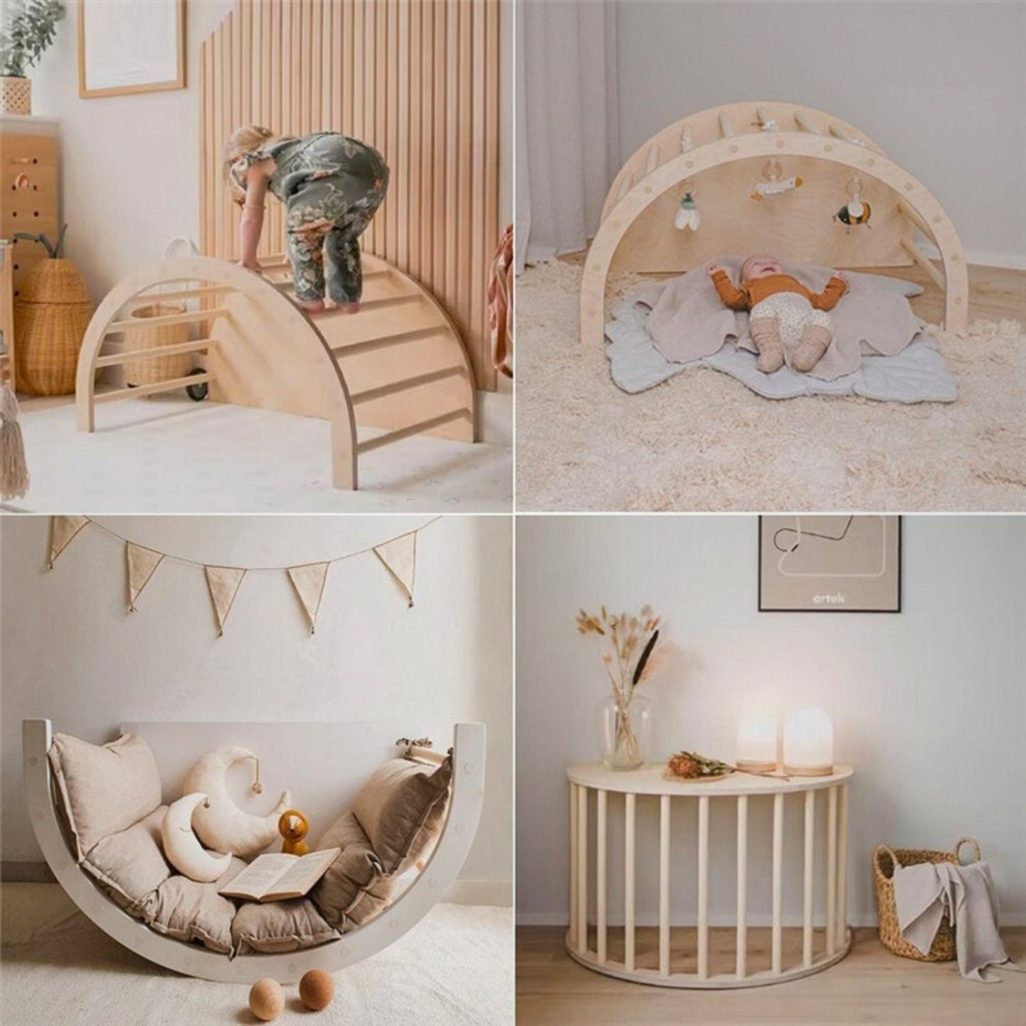Arche d’Escalade Montessori Multifonction - Évolutive 6-en-1 en Bois | Motricité 3 Mois- 8 ans - JouetApprends