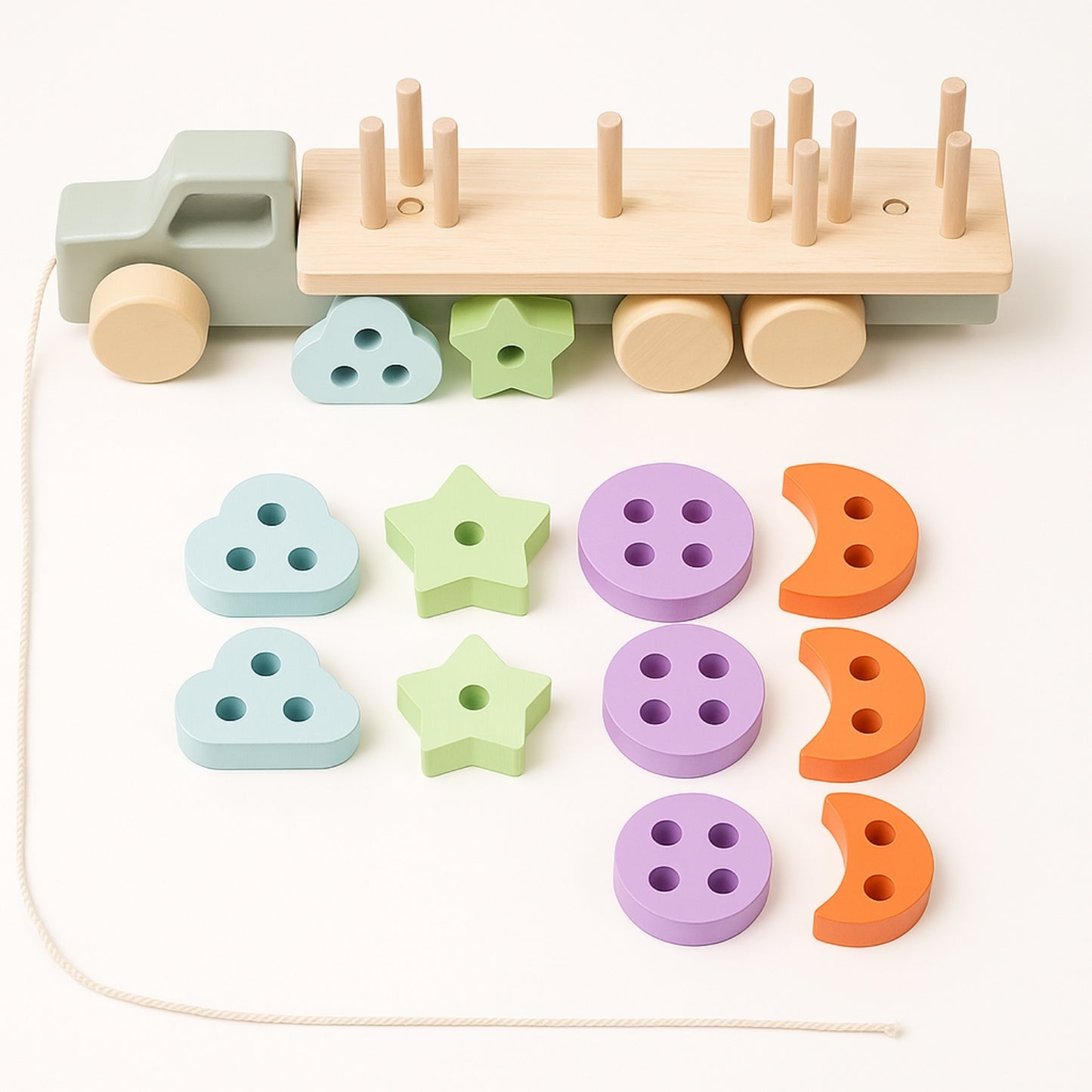 Jeux Montessori 12 18 mois - Jouet à tirer en bois - Camion et Formes à Trier - JouetApprends