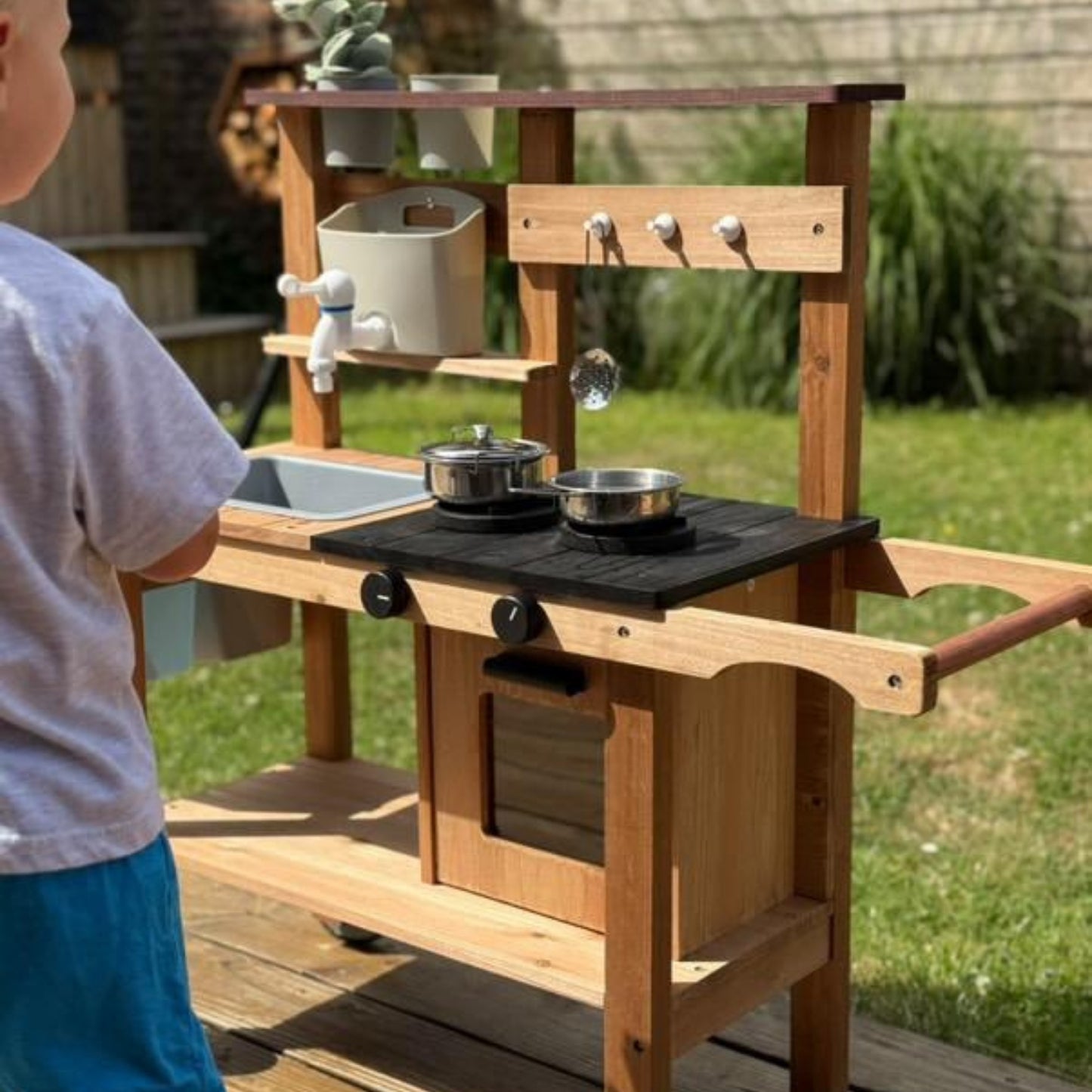 Cuisine d'extérieur en bois enfant 2-5 ans - Mud Kitchen - Aire de Jeux Montessori - JouetApprends