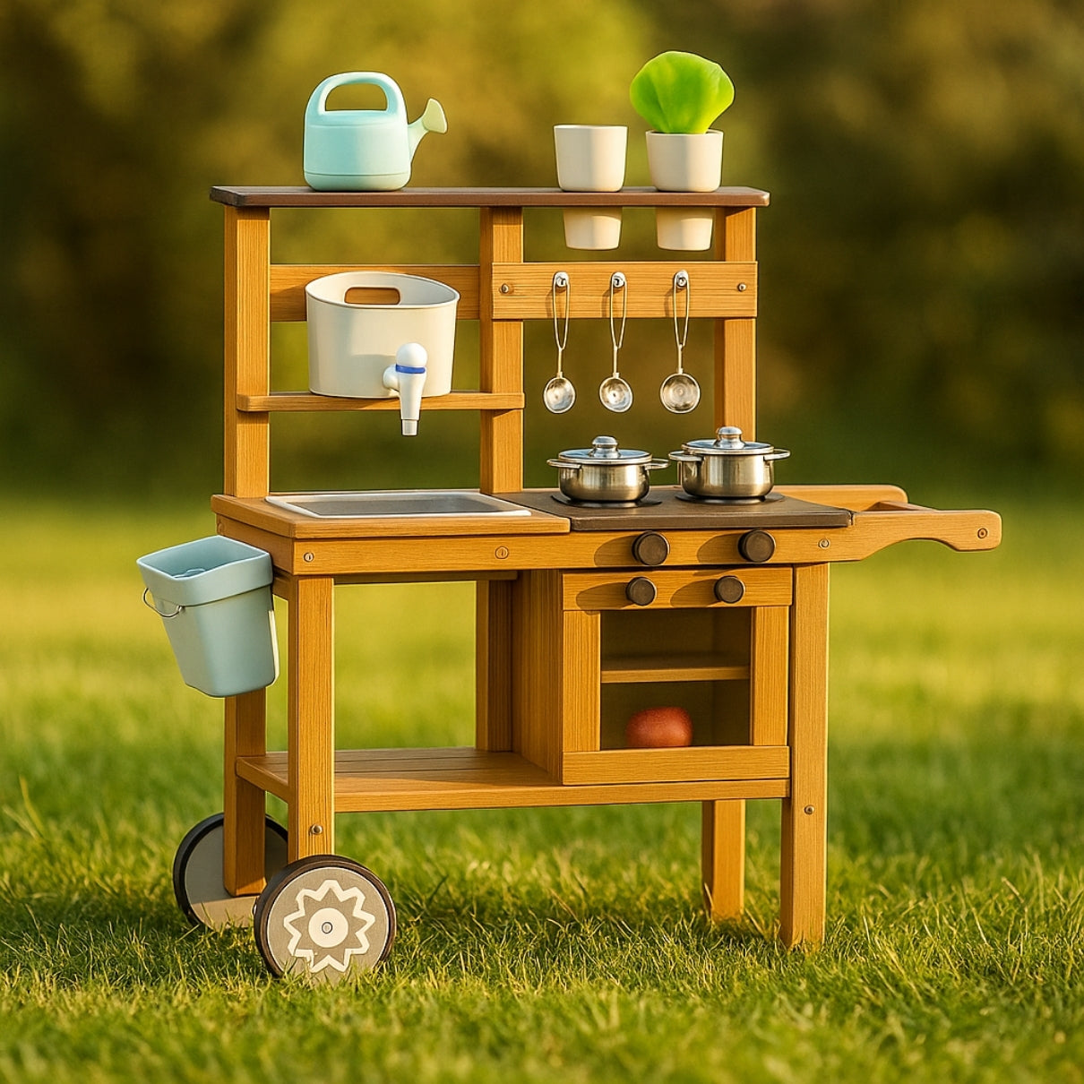 Cuisine d'extérieur en bois enfant 2-5 ans - Mud Kitchen - Aire de Jeux Montessori - JouetApprends