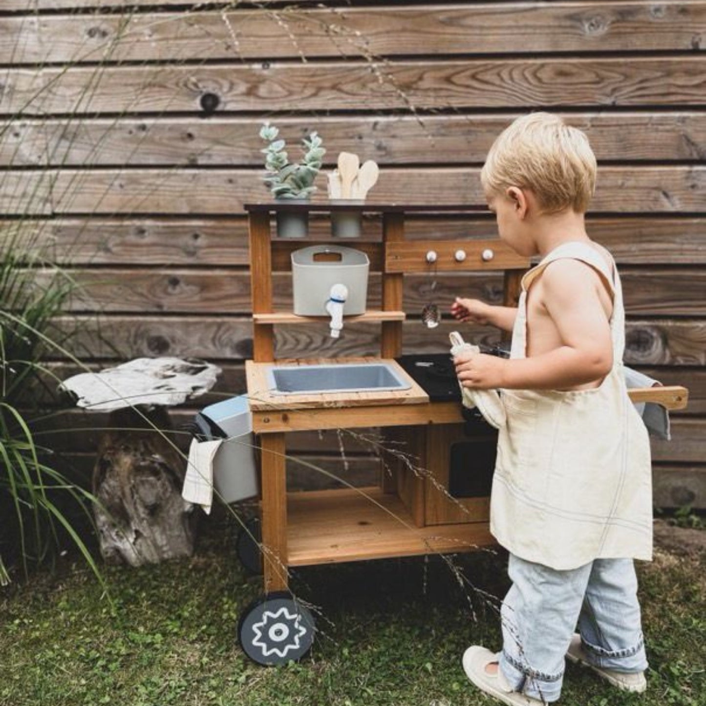 Cuisine d'extérieur en bois enfant 2-5 ans - Mud Kitchen - Aire de Jeux Montessori - JouetApprends