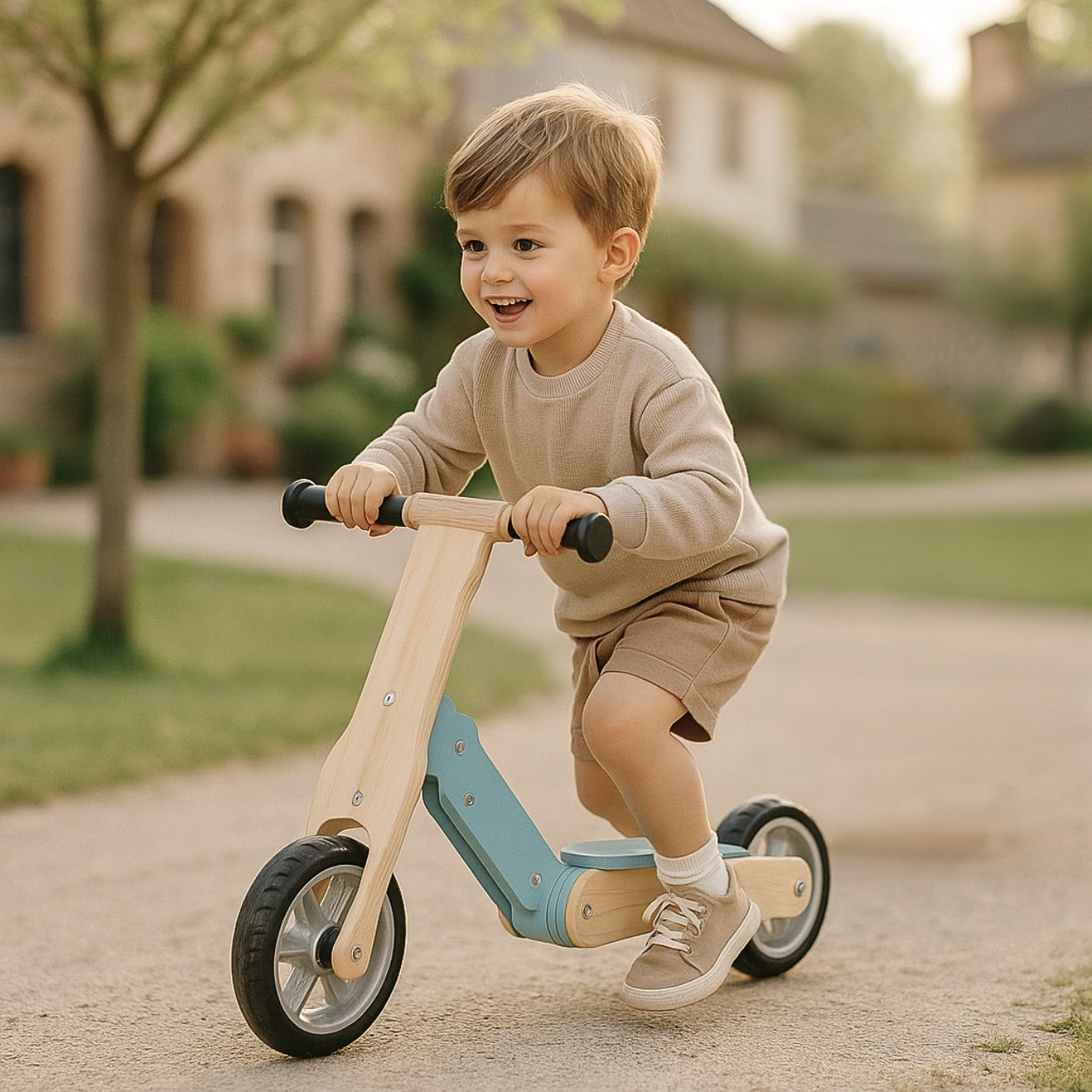 Draisienne évolutive en Trottinette en bois - Enfant 3 à 6 ans - modèle TEM