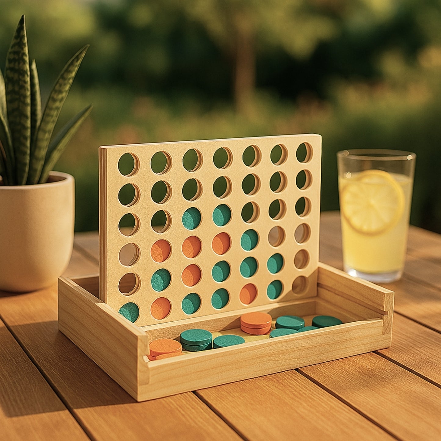 Puissance 4 en Bois Compact – Enfant 3-99 ans et + Jeu de Plateau 4 à la suite - Idéal Voyage en Famille