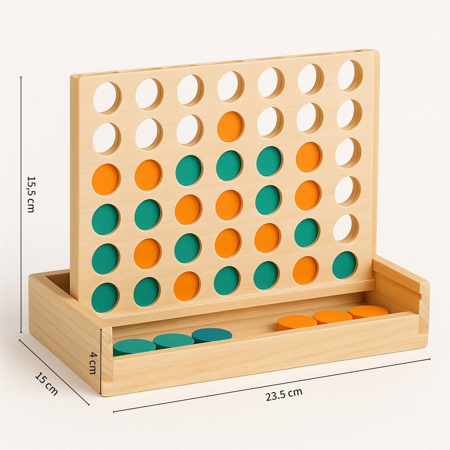 Puissance 4 en Bois Compact – Enfant 3-99 ans et + Jeu de Plateau 4 à la suite - Idéal Voyage en Famille