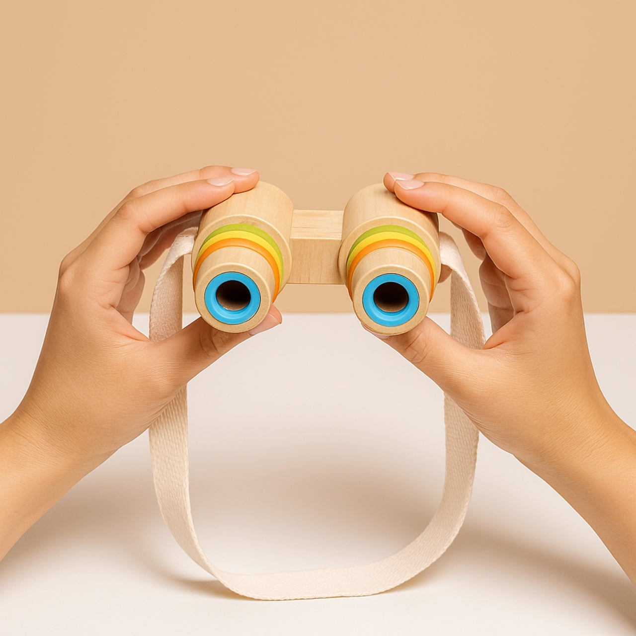Jumelles Enfant en Bois naturel - Jeux Montessori pour Balades en Nature - 18 mois - 6 ans
