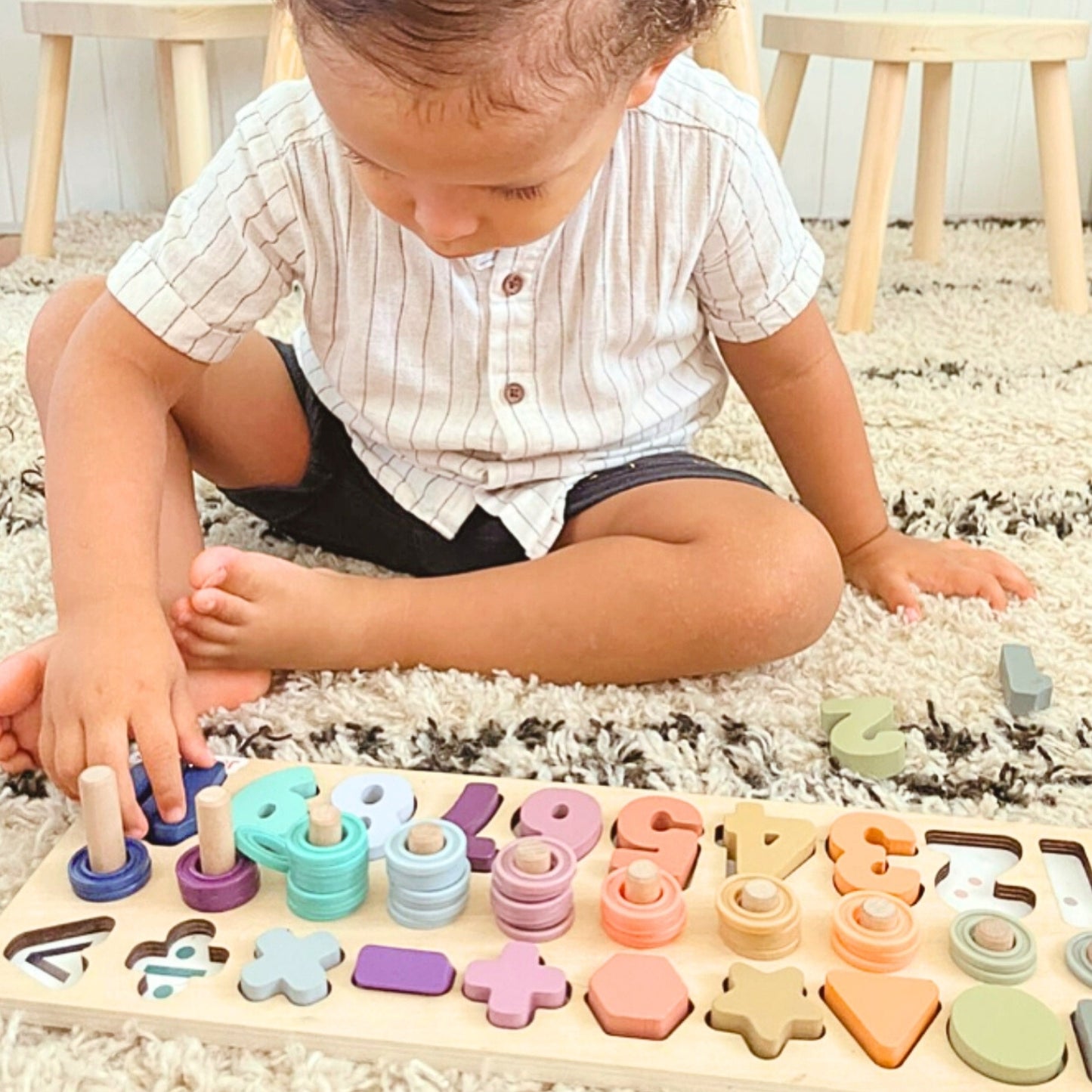 Kit Éducatif Montessori - Maternelles 123 ABC – Jeux Alphabet, Chiffres & Motricité bois| Enfants 3-6 ans