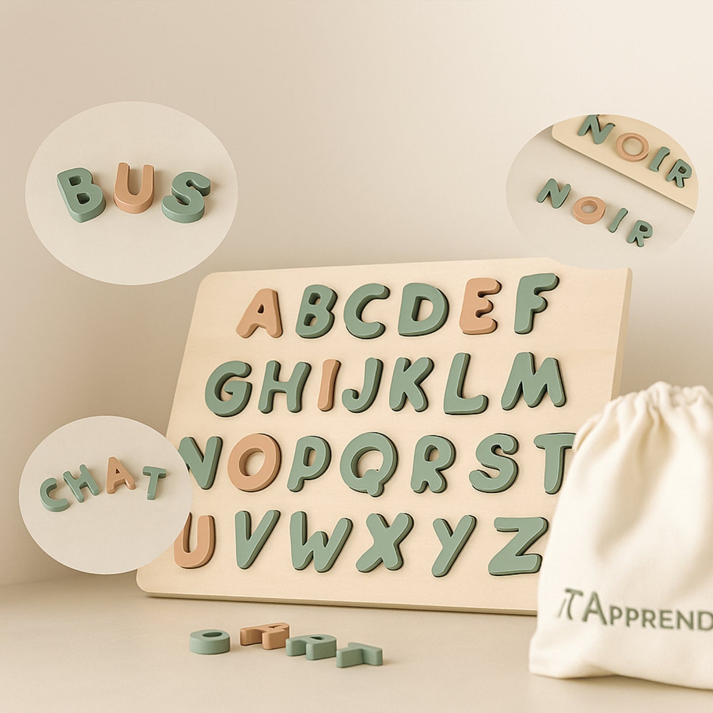 Kit Éducatif Montessori - Maternelles 123 ABC – Jeux Alphabet, Chiffres & Motricité bois| Enfants 3-6 ans