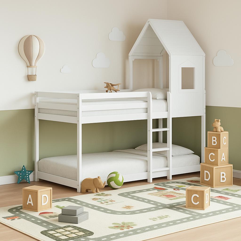 Lit cabane superposé enfant 90 x 190 cm | 80 x 200 cm | 75 x 190 cm en bois massif - JouetApprends
