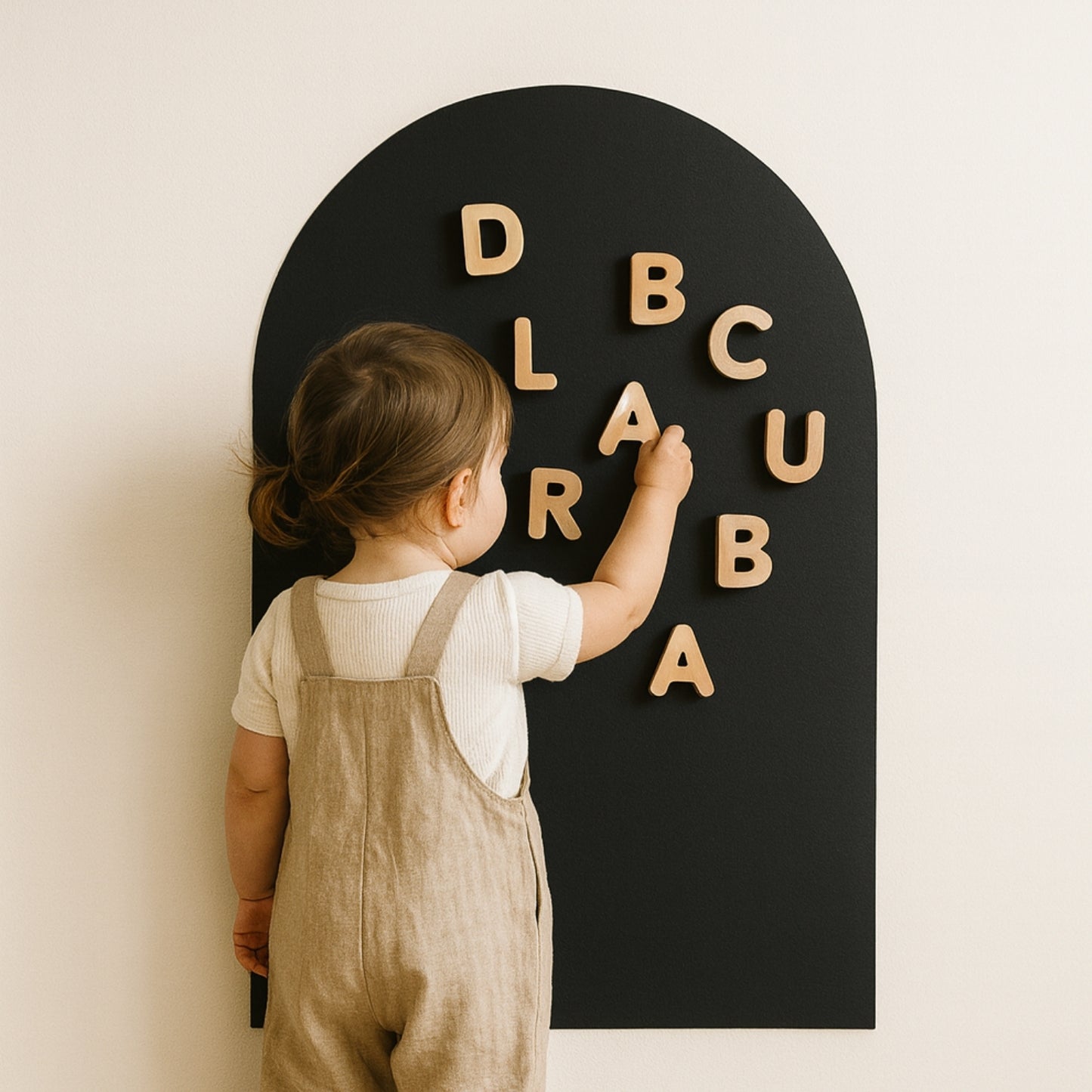 Tableau magnétique enfant Montessori : écrire, lire, jouer — Lettres Alphabet magnétiques en bois, 6 Craies pastel, Jeu memory 44 mots