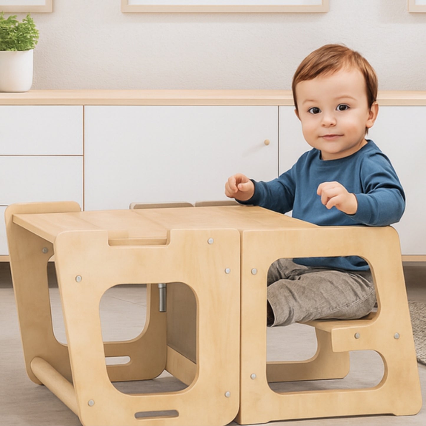 Tour d'observation Enfant Montessori - 3 en 1 - Pliable en Table d'activités - Tableau dessin - JouetApprends