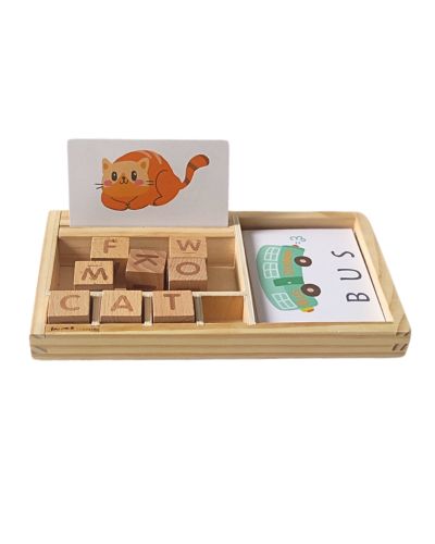 Jeux pour Apprendre l'Anglais - Cube en bois lettre - Jeux éducatifs CP