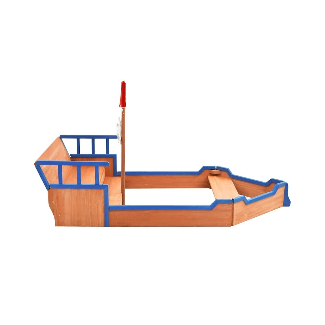 Bac à sable bateau pirate en bois 190x94.5 cm – Jeu extérieur créatif 3-9 ans - JouetApprends