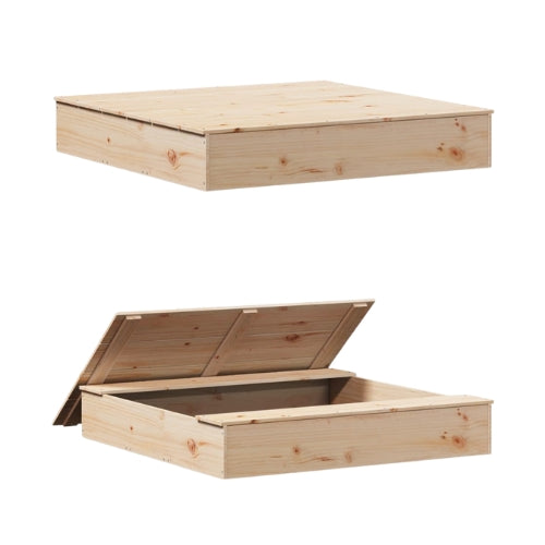 Bac à sable en bois massif avec couvercle intégré – Éveil Montessori pour enfants de 1 à 6 ans au jardin