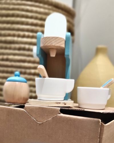 Machine à café enfant - Accessoires dinette en bois - Jouets Montessori 3 ans et plus