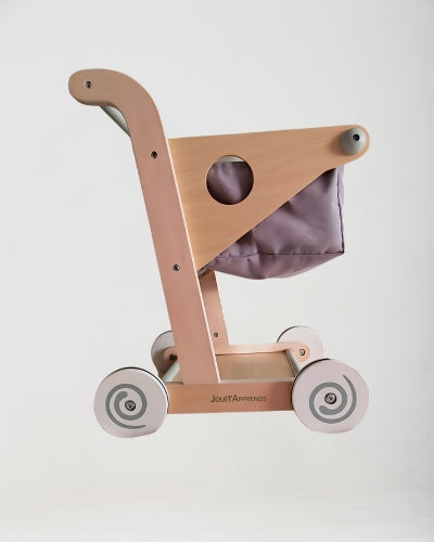 Chariot de course jouet pour développer la marche par le jeu d'imitation en tissu et bois