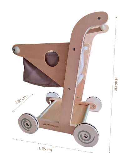 Chariot de course jouet pour développer la marche par le jeu d'imitation en tissu et bois