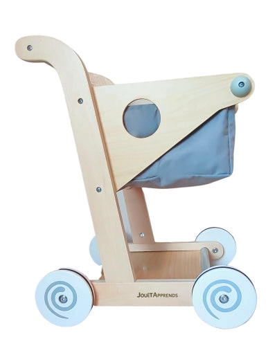 Chariot de course jouet pour développer la marche par le jeu d'imitation en tissu et bois