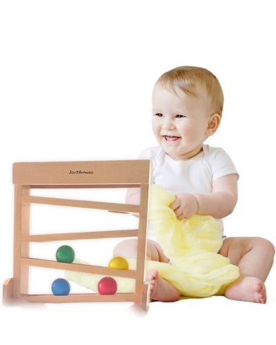 Bébé - Traqueur de balles - Circuit de billes en bois - Jeux Montessori 9 mois jusqu'à 2 ans