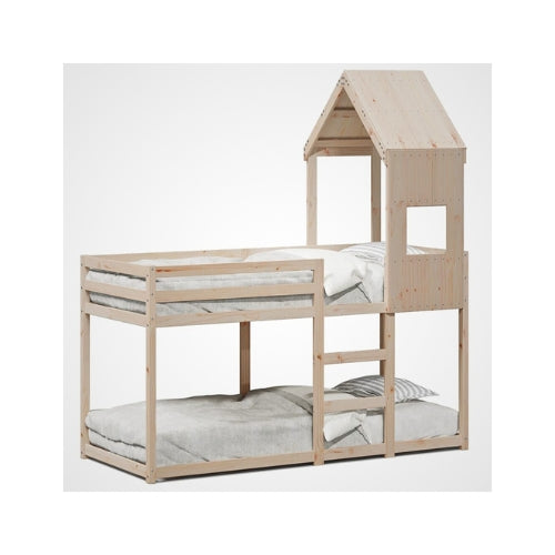 Lit cabane superposé enfant 90 x 190 cm en bois massif
