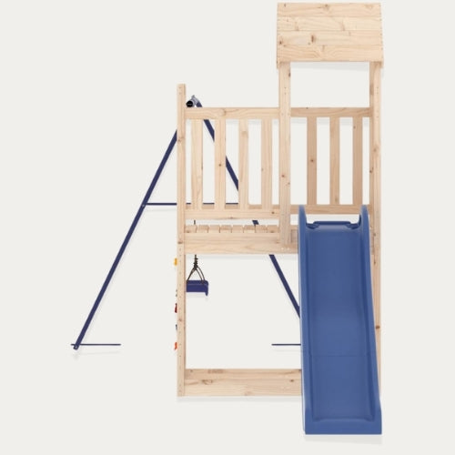 Aire de jeux extérieur en bois pour enfant 3-8 ans – Balançoire + Toboggan + Mur d’escalade - Livraison Rapide