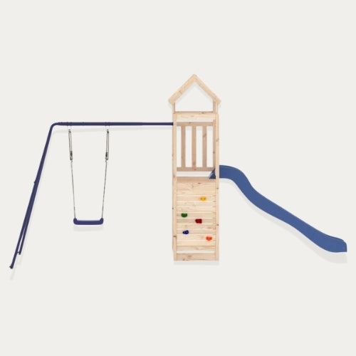 Aire de jeux extérieur en bois pour enfant 3-8 ans – Balançoire + Toboggan + Mur d’escalade - Livraison Rapide