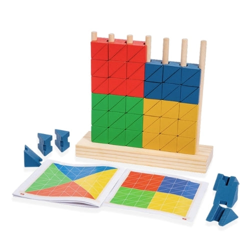 Jeu Montessori créatif en bois – Blocs de constructions logiques arc-en-ciel pour enfants de 3 à 7 ans