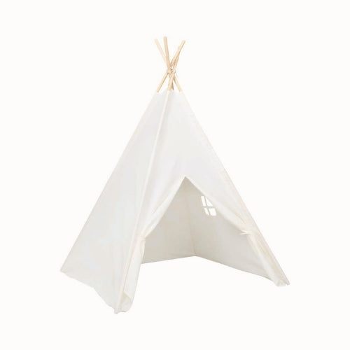 Tipi enfant Montessori en bois blanc avec fenêtre et sac - Tente chambre 3-7 ans