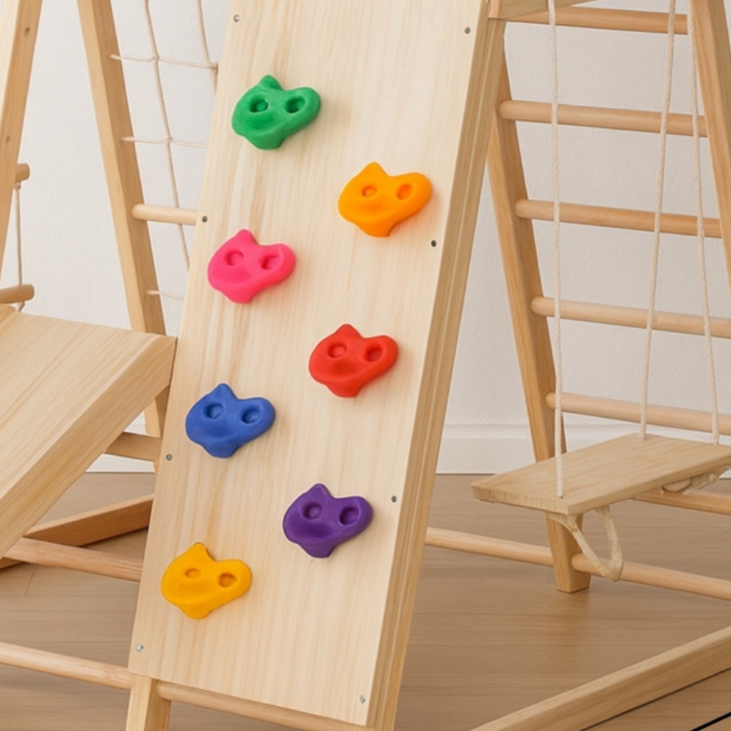 Aire de jeux Intérieur Montessori |  avec Prises d'Escalade & Toboggan | enfant 1 an à 5 ans