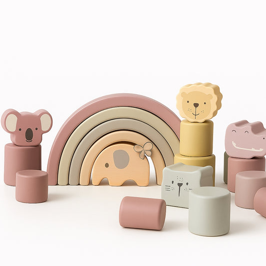Mon Arc-en-ciel en bois Montessori - Jeux à empiler bébé et enfant