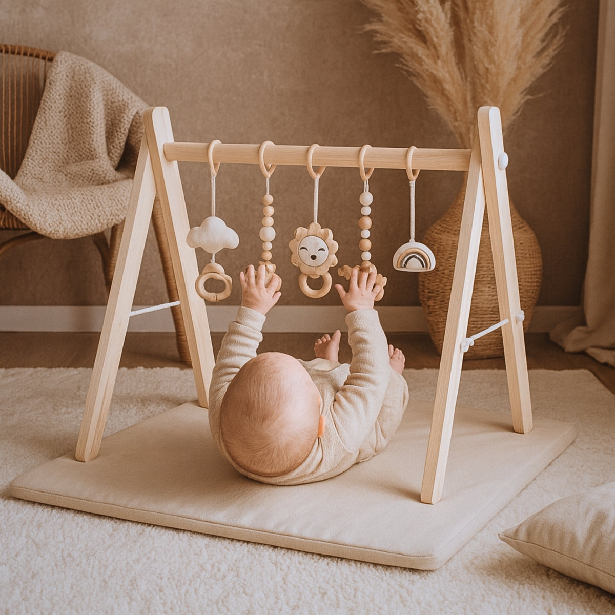 Portique D'Éveil Bébé Bois Pliable - Arche D'Activité Avec Jouets Sensoriels Pour 0-12 Mois Arche D'éveil Bébé Bois Portique D'Éveil Bébé Bois Pliable - Arche D'Activité Avec Jouets Sensoriels Pour 0-12 Mois Arche D'éveil Bébé Bois